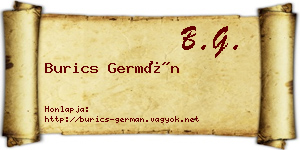 Burics Germán névjegykártya